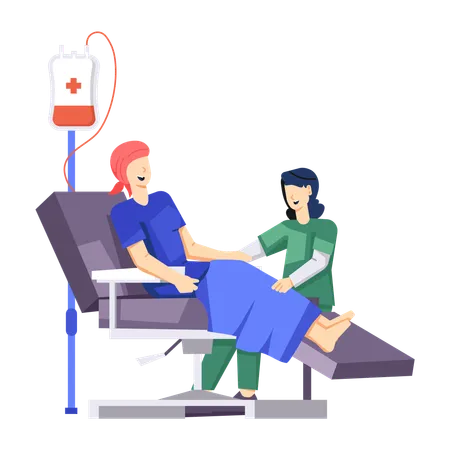 Frau unter Chemotherapie  Illustration