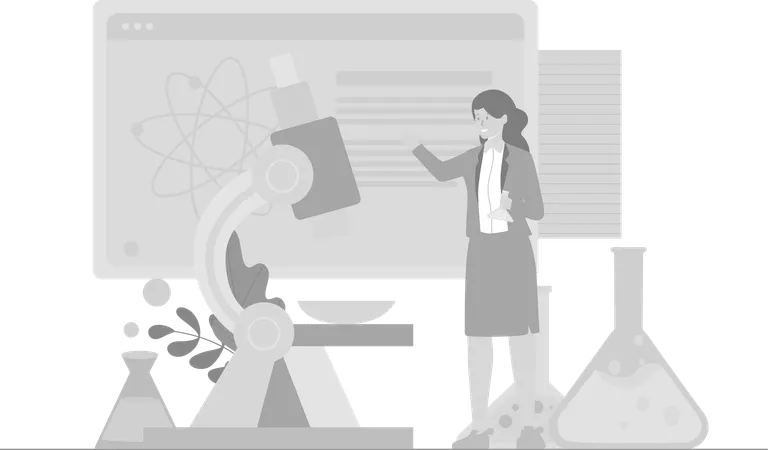 Frau unterrichtet Naturwissenschaften  Illustration