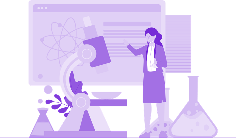 Frau unterrichtet Naturwissenschaften  Illustration