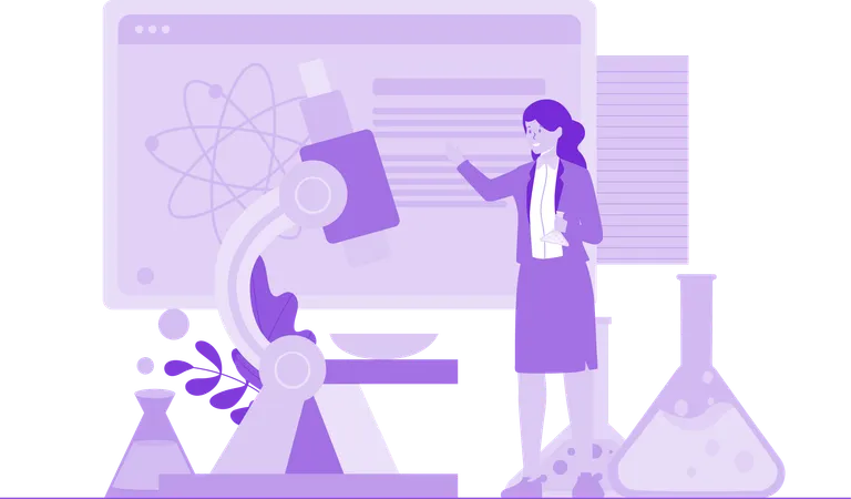 Frau unterrichtet Naturwissenschaften  Illustration
