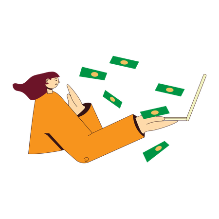 Frau verdient Geld  Illustration