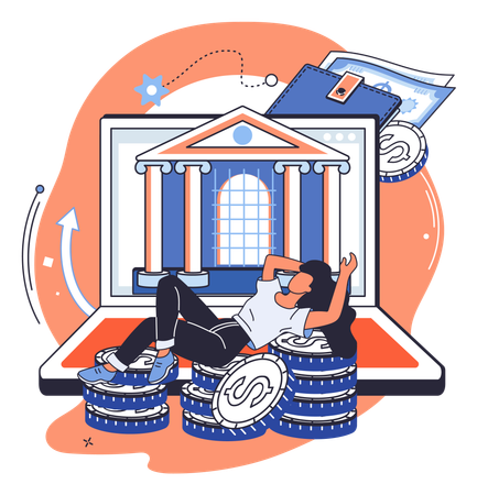 Frau verdient passives Einkommen  Illustration