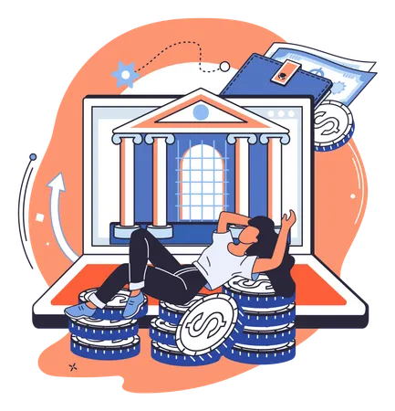 Frau verdient passives Einkommen  Illustration