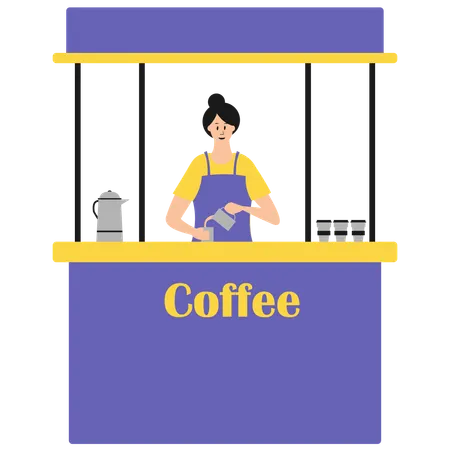 Frau verkauft Kaffee  Illustration