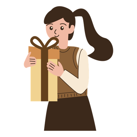 Frau verpackt Geburtstagsgeschenk  Illustration