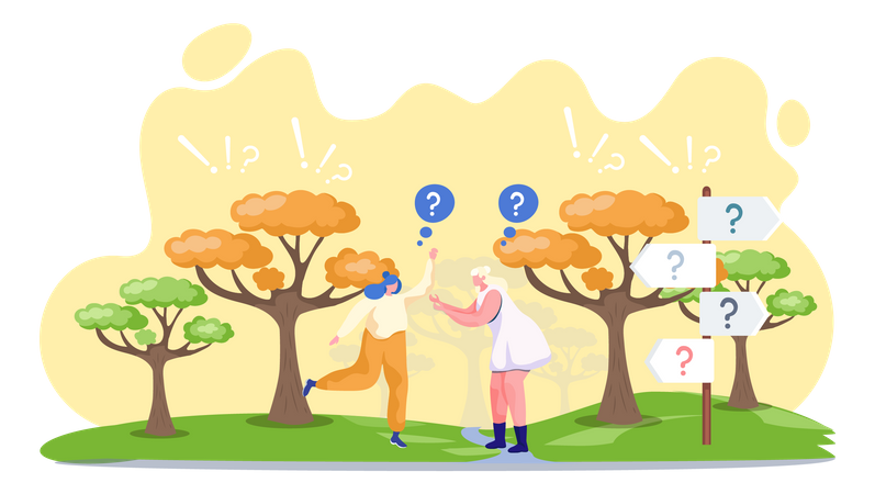 Frau versteht den Weg zum Mädchen  Illustration