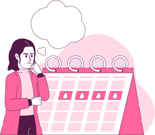 Frau verwirrt durch Periode  Illustration