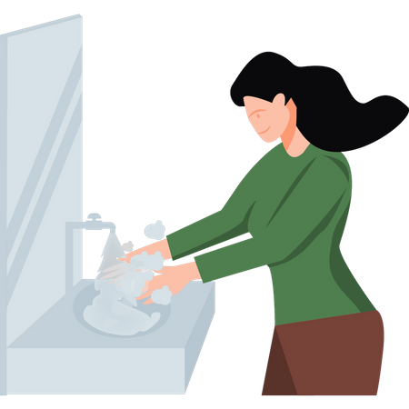 Frau wäscht sich die Hände  Illustration