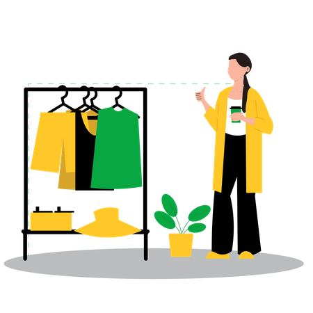 Frau wie Kleid im Modegeschäft  Illustration