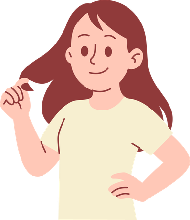Frau zwirbelt Haare  Illustration