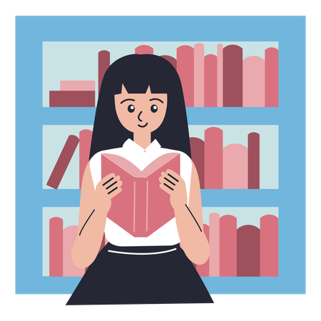 Frau wird zur Bücherliebhaberin  Illustration