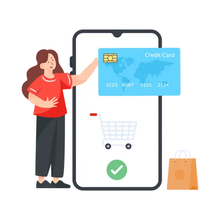 Bankkarte Mit Smartphone Digitaler Zahlungsvektor Illustration