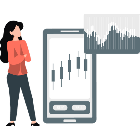 Frau zeigt Investitionen an der Börse  Illustration