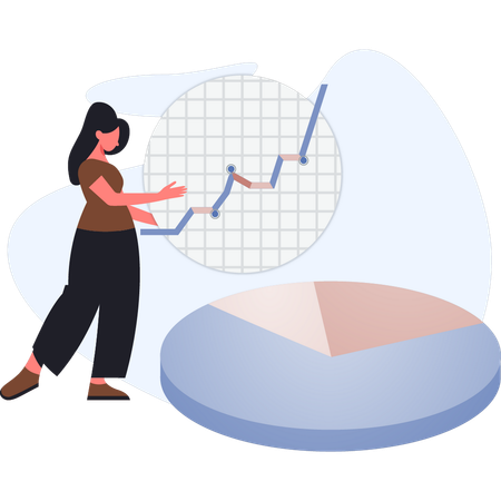 Frau zeigt analytisches Diagramm  Illustration