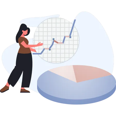 Frau zeigt analytisches Diagramm  Illustration