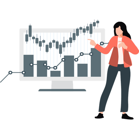 Frau zeigt Handel Börse  Illustration