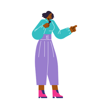 Frau zeigt auf etwas  Illustration