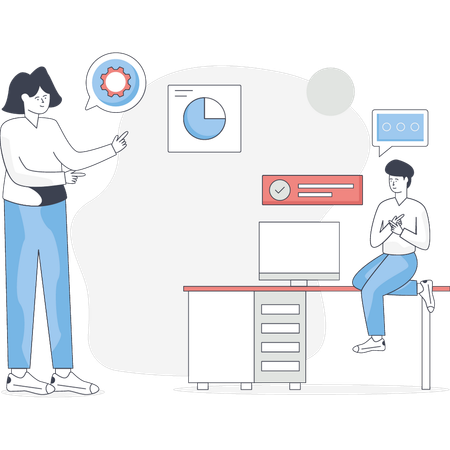 Frau zeigt Geschäftsdiagramm  Illustration