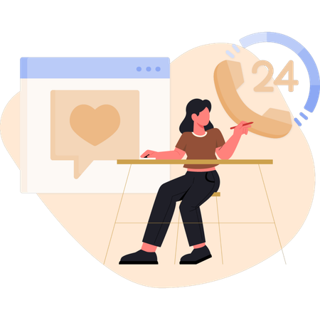 Frau zeigt Online-Kundenservice  Illustration