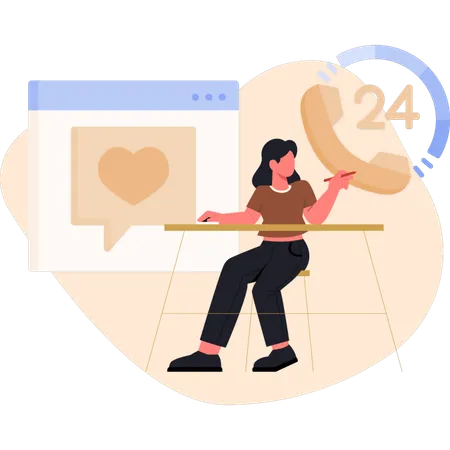 Frau zeigt Online-Kundenservice  Illustration