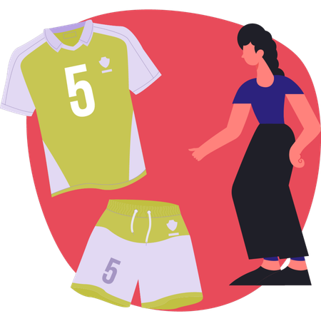Frau zeigt Sportuniform  Illustration