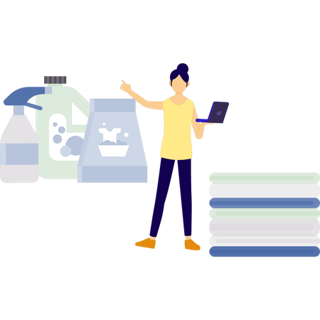 Frau zeigt Waschpulver  Illustration