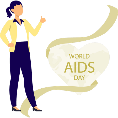 Frau zeigt Welt-Aids-Tag-Herz  Illustration