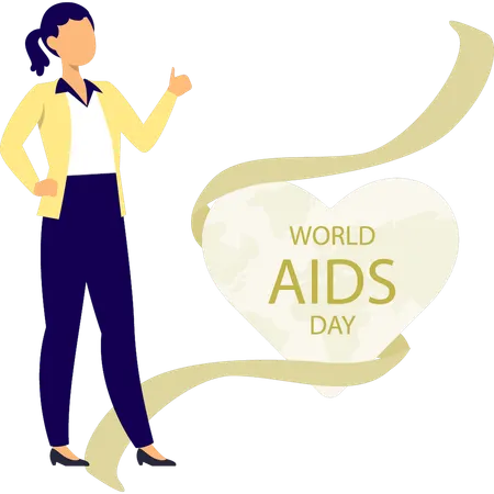 Frau zeigt Welt-Aids-Tag-Herz  Illustration