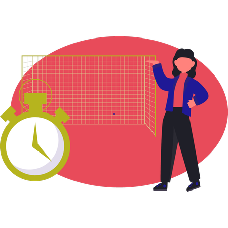 Frau zeigt Ziel Timer  Illustration