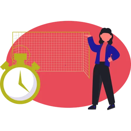 Frau zeigt Ziel Timer  Illustration