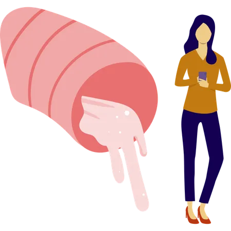 Frau zeigt Bronchitis Flüssigkeitsinfektion  Illustration