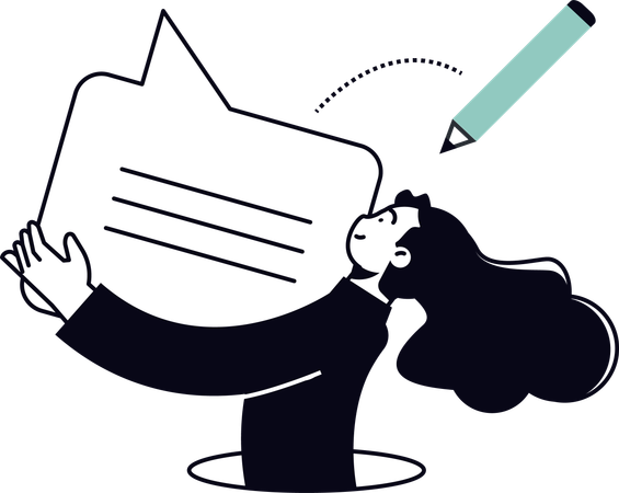 Frau zeigt Chat-Nachricht Illustration