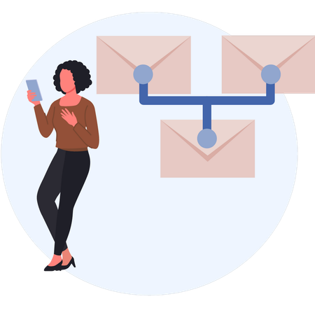 Frau zeigt E-Mail-Networking  Illustration