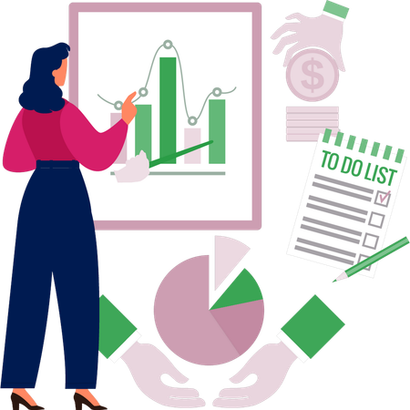 Frau zeigt Geschäftswachstumsdiagramm  Illustration