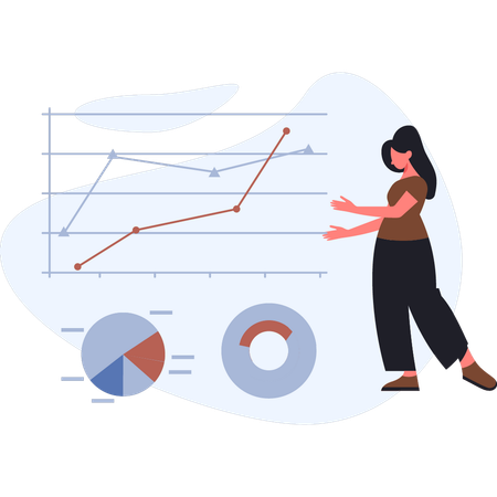 Frau zeigt Investitionsbericht  Illustration