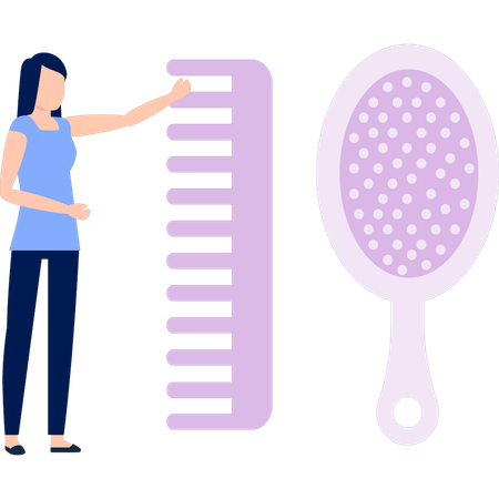 Frau zeigt Kammbürste  Illustration