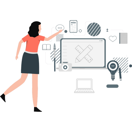 Frau zeigt kreatives Geschäftsdiagramm  Illustration