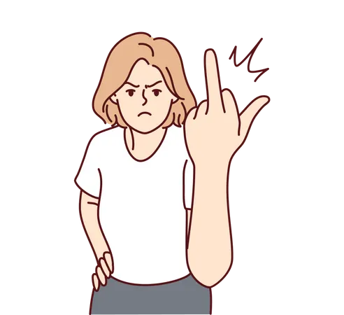 Frau zeigt Mittelfinger  Illustration