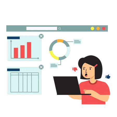 Frauen analysieren Suchmaschinenoptimierung  Illustration