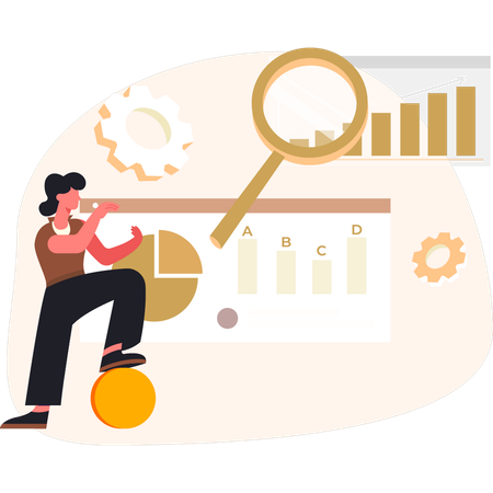 Frauen, die ein Analysediagramm erstellen  Illustration