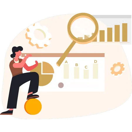 Frauen, die ein Analysediagramm erstellen  Illustration