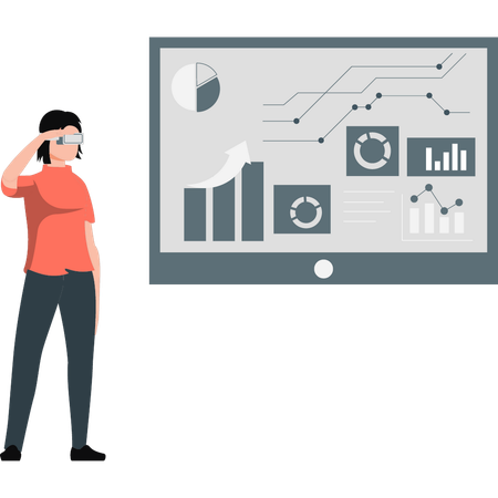 Frauen erklären virtuelles Kreisdiagramm  Illustration