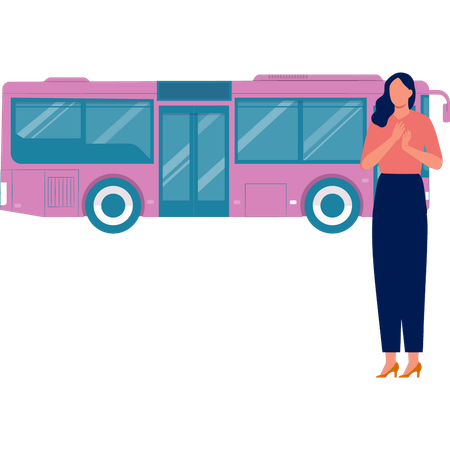 Frauen freuen sich auf Busfahrt  Illustration