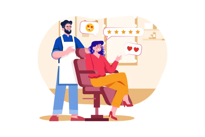 Frauen geben Feedback zum Friseurservice  Illustration