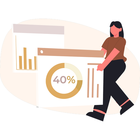 Frauen halten Gewinndiagramm  Illustration