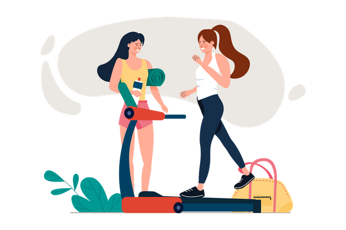 Frauen im Fitnessstudio  Illustration