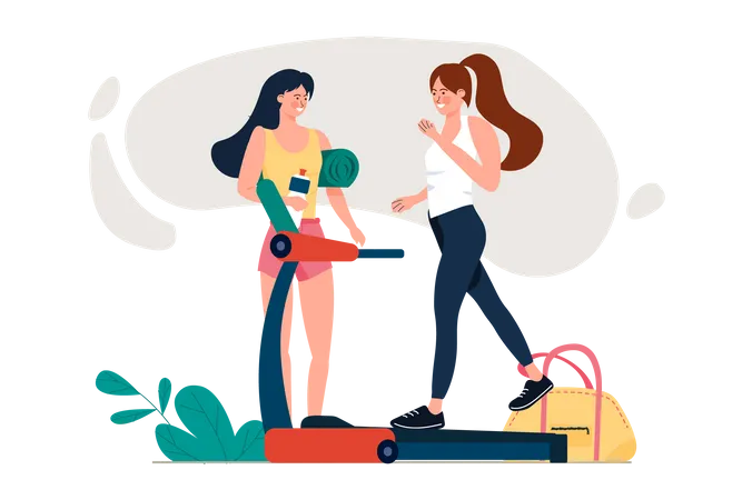 Frauen im Fitnessstudio  Illustration