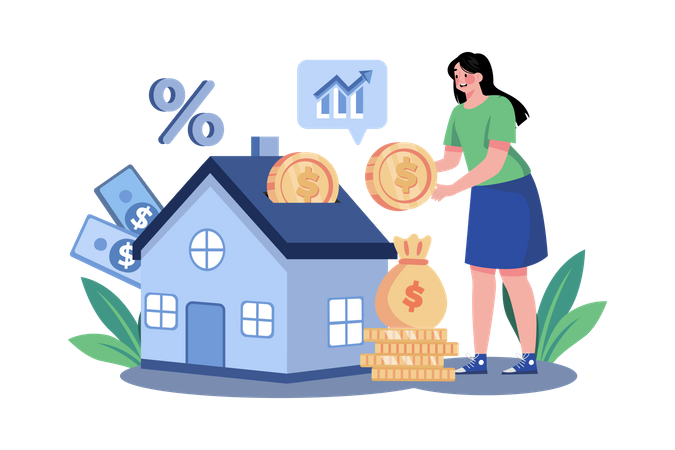 Weibliche Investitionen in Finanzwesen zu Hause  Illustration