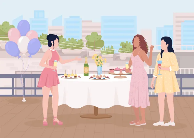 Frauen kommunizieren auf party  Illustration