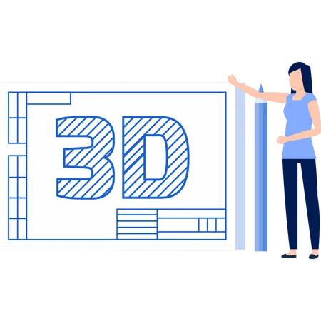 Frauen erstellen 3D-Diagramm  Illustration